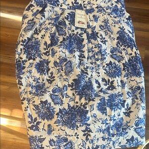 Elegant Blue Floral Pencil Skirt